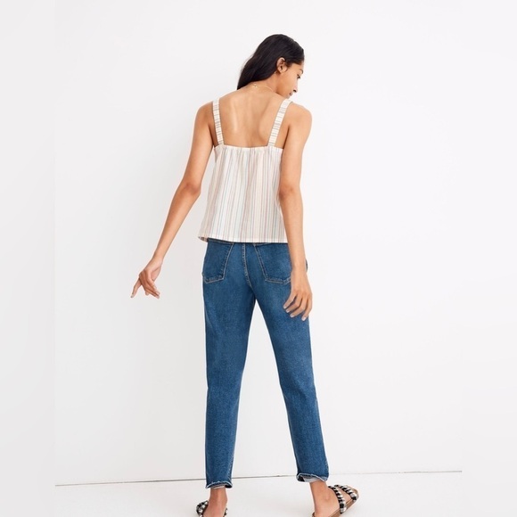 NWT Madewell Button-Front Cami Tank in Textural Rainbow Stripe, Size XL - Picture 3 of 10